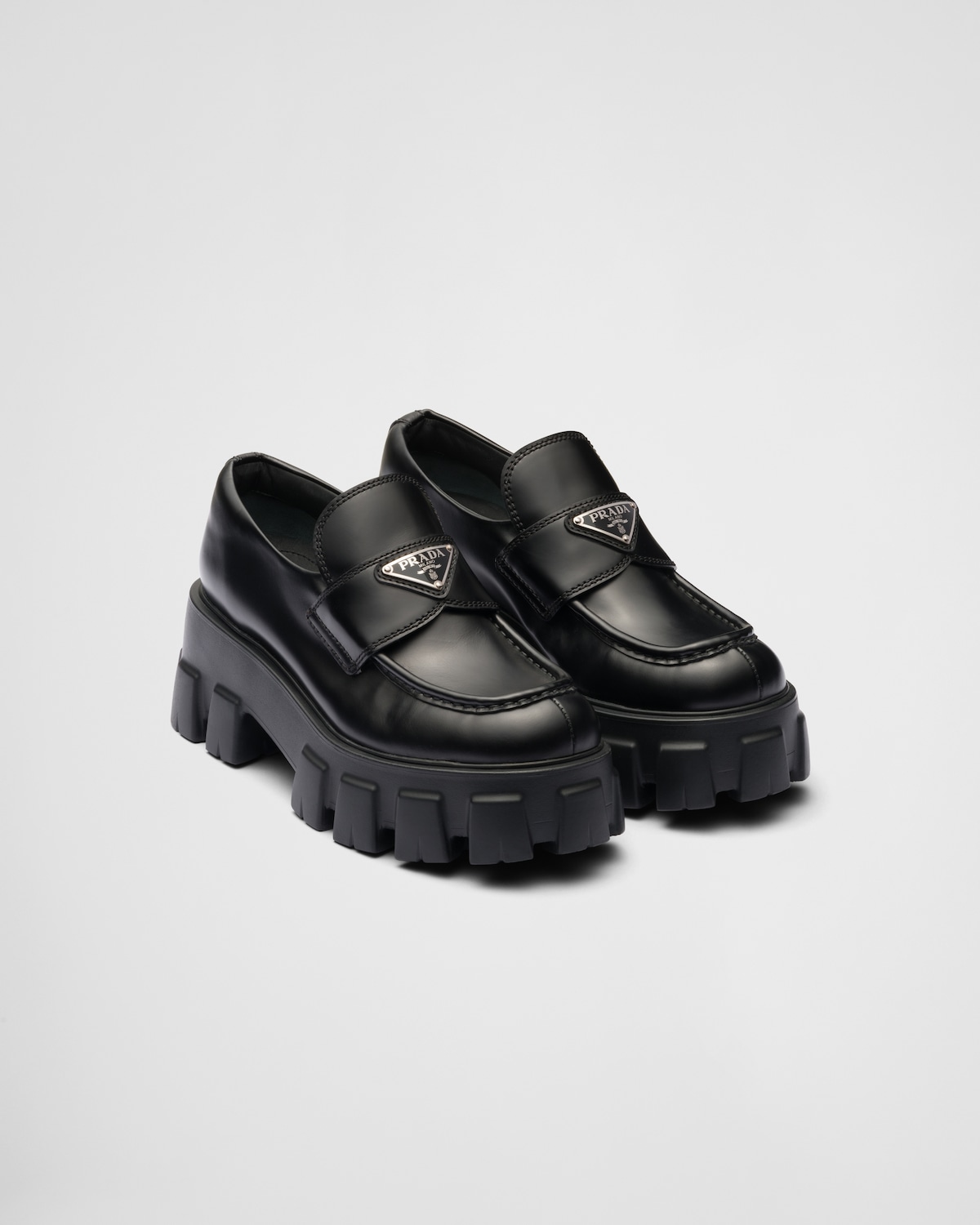 Black Prada Brushed leather Monolith loafers 