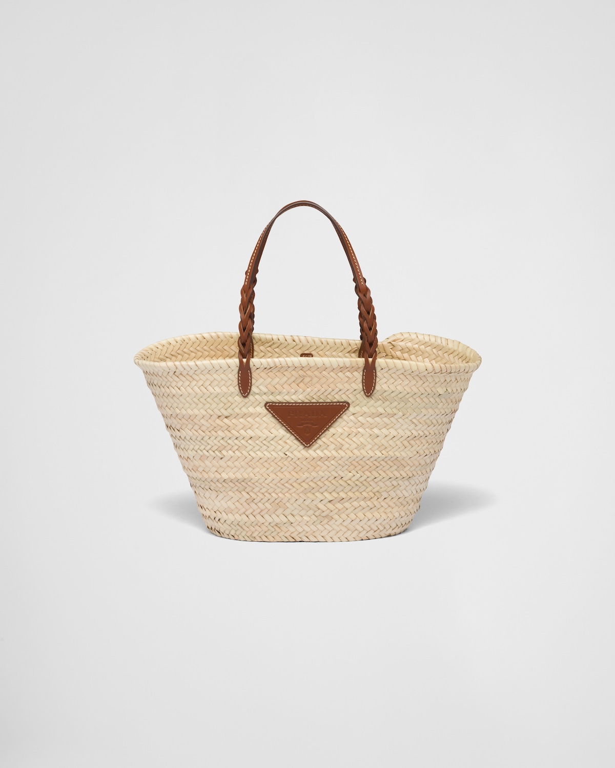 Natural and tan Prada Woven palmito and leather tote bag 