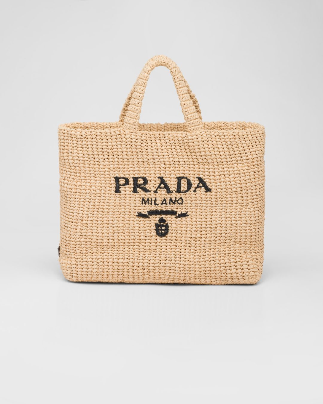 Beige and black Prada Crochet tote bag 