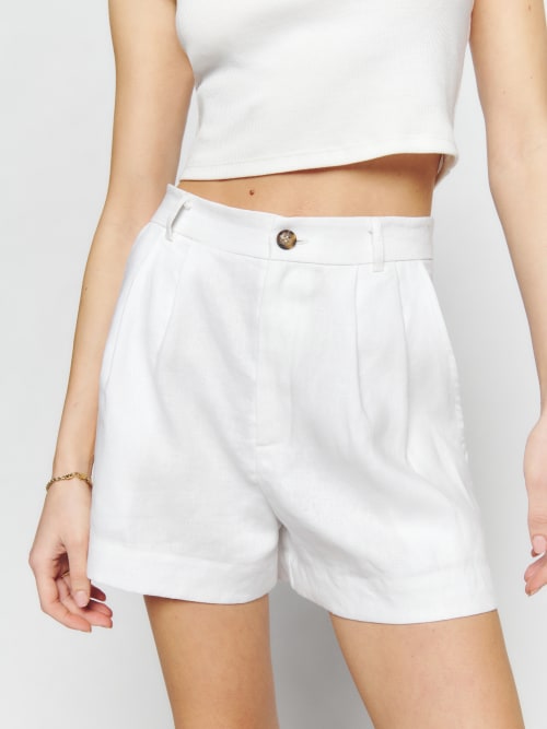 White Reformation Mason Linen Short 