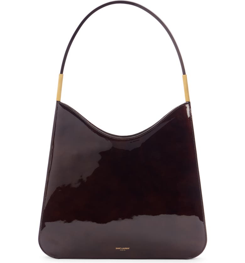 Burgundy Saint Laurent Sac Patent Leather Hobo Bag 