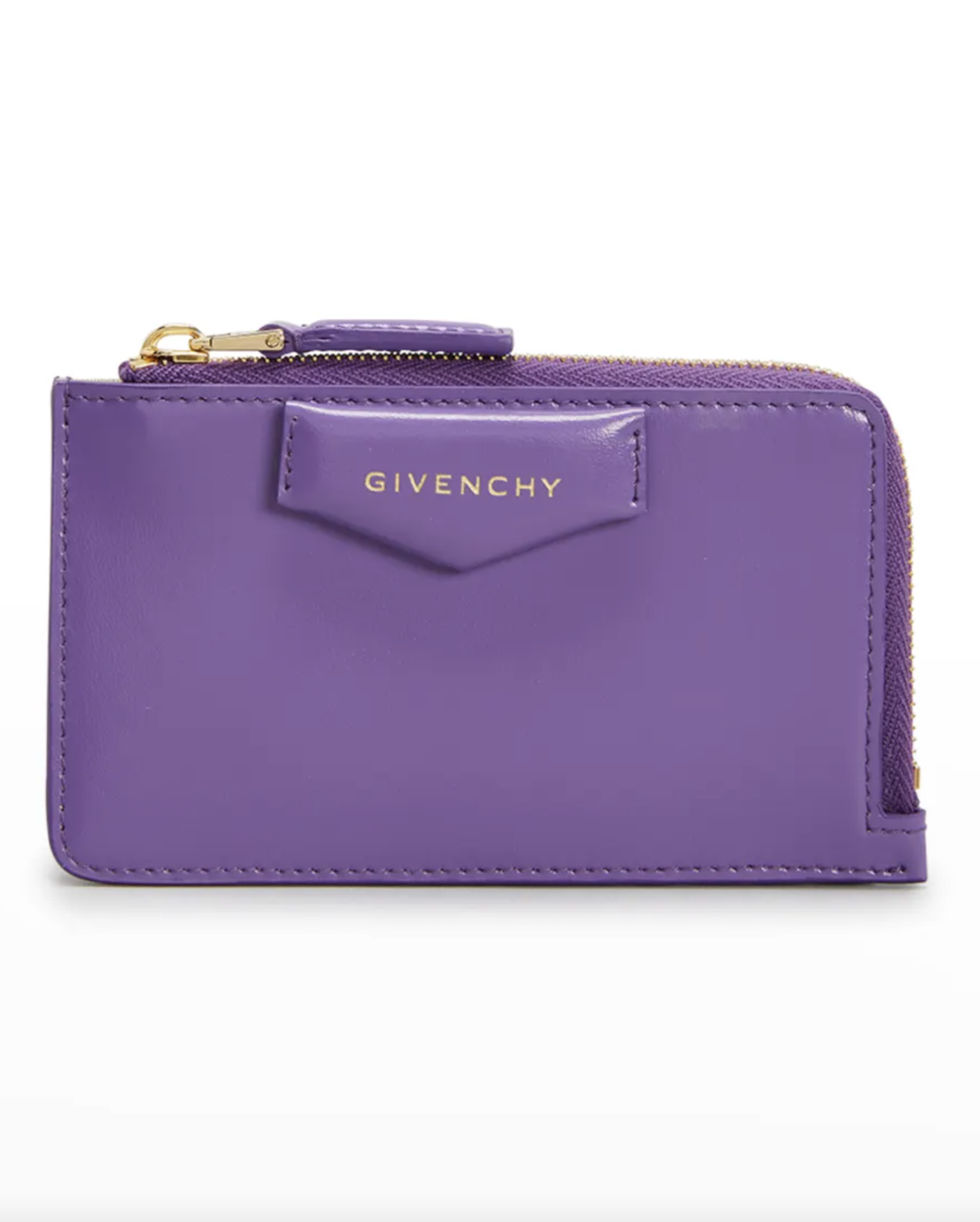 Purple Givenchy Antigona Zip Card Holder in Calf Leather