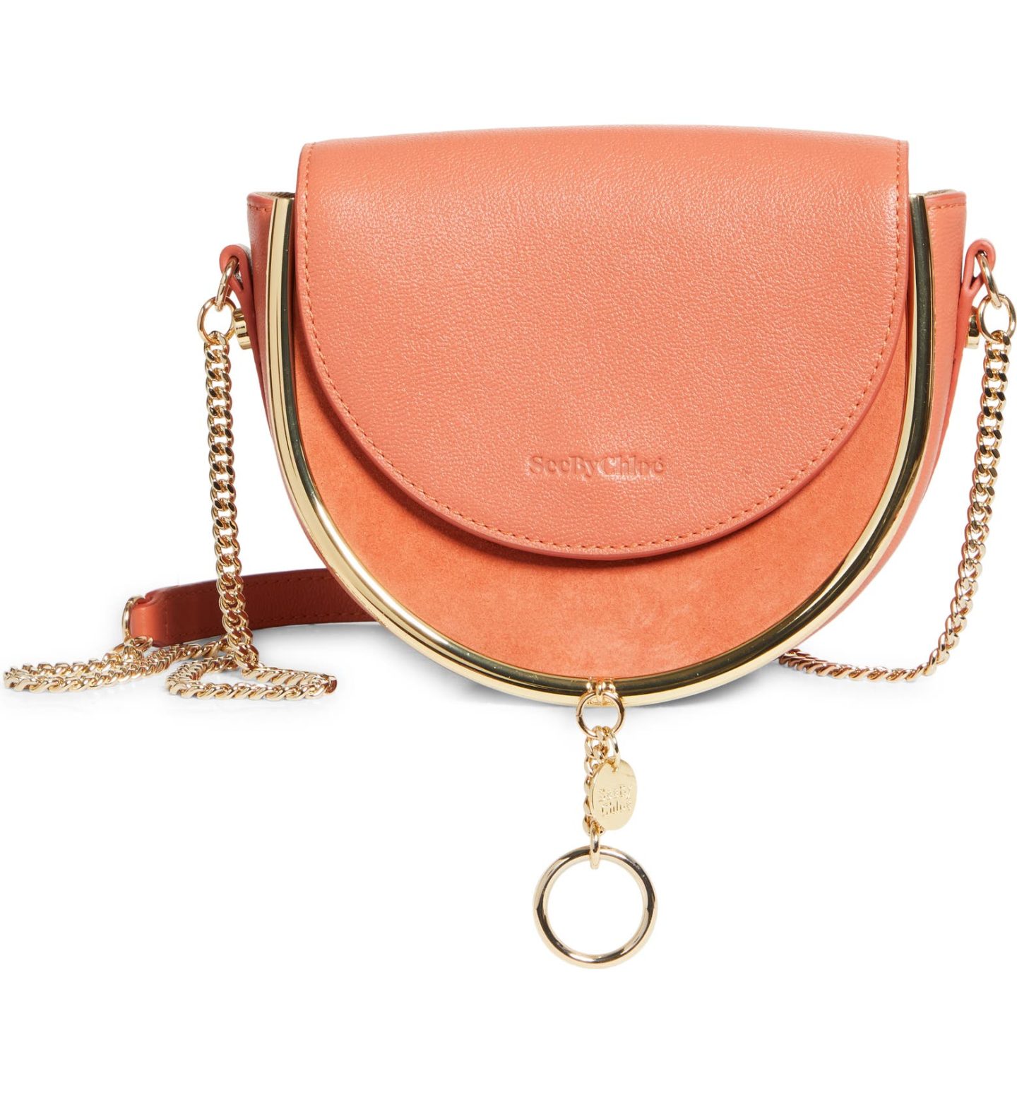 Coral See By Chloe Mara Leather Saddle Bag