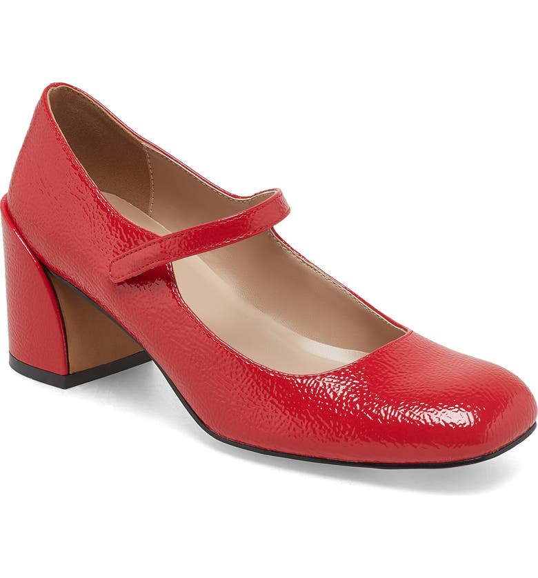 Red Silent D Korin Block Heel Mary Jane Pump 