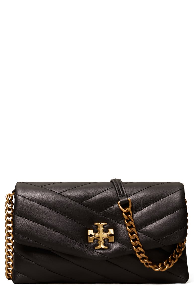 Black Tory Burch Kira wallet on a chain