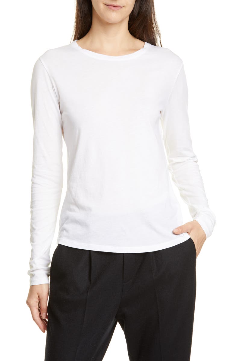 White Vince Essential Long Sleeve Crewneck Tee 