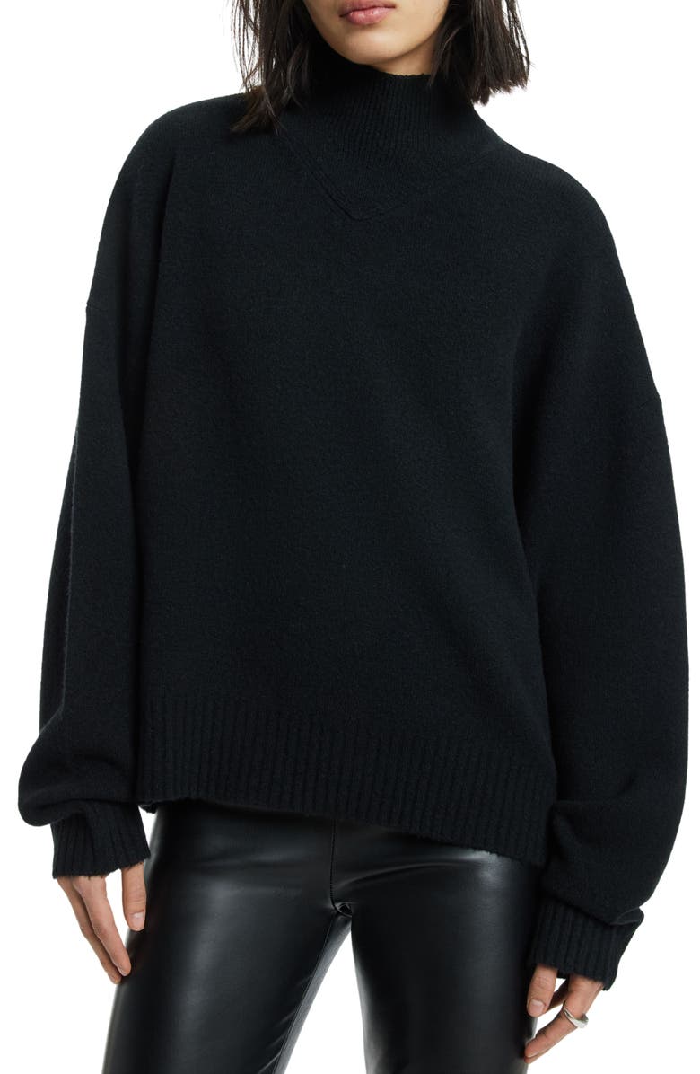 Black AllSaints A Star Funnel Neck Sweater 