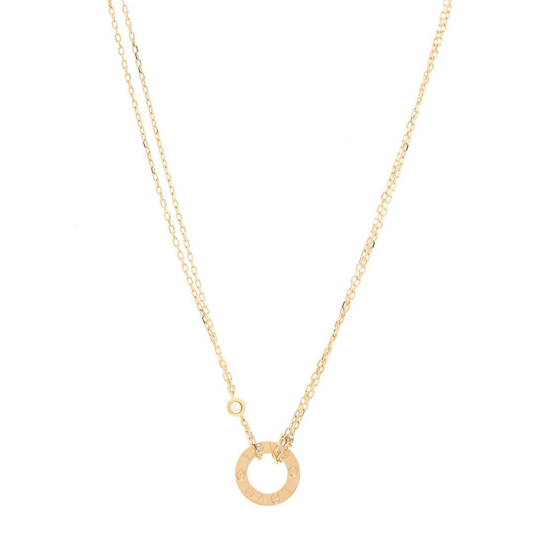 Cartier 18K Yellow Gold 2 Diamond LOVE Necklace 