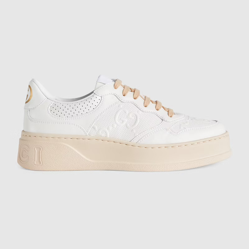 White and peach Gucci Women's GG embossed sneaker 