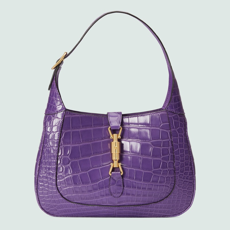 Purple Gucci Jackie 1961 small crocodile bag