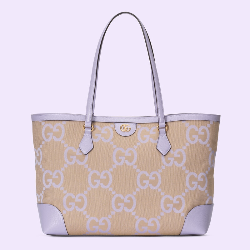 Beige and lilac Gucci Ophidia jumbo GG medium tote 