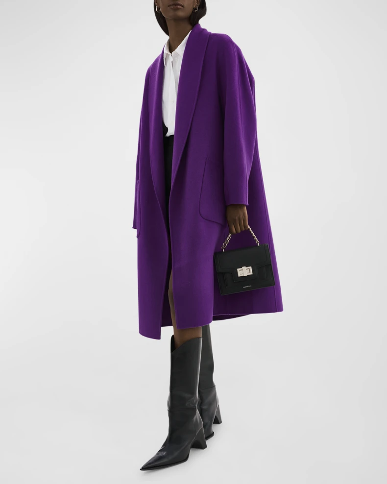 Purple LaMarque Thara Shawl-Collar Wool Coat 