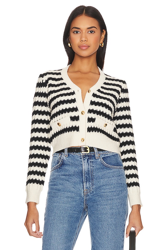 Black and white Line & Dot Laurel Cardigan 