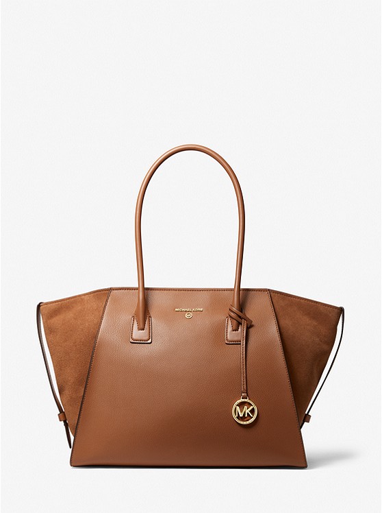 Tan Michael Kors Avril Extra-Large Leather Top-Zip Tote Bag 