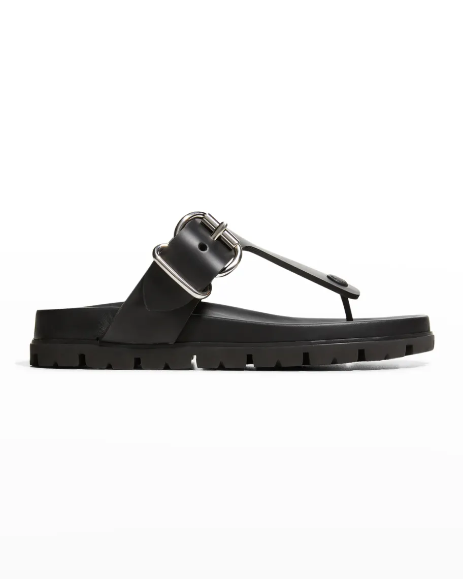 Black Prada Fussbet Buckle Thong Sandals 