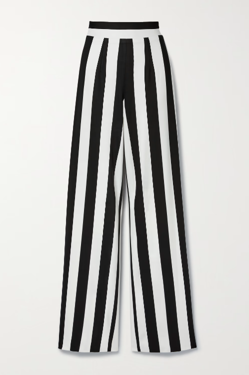 Sergio Hudson Striped stretch-crepe wide-leg pants