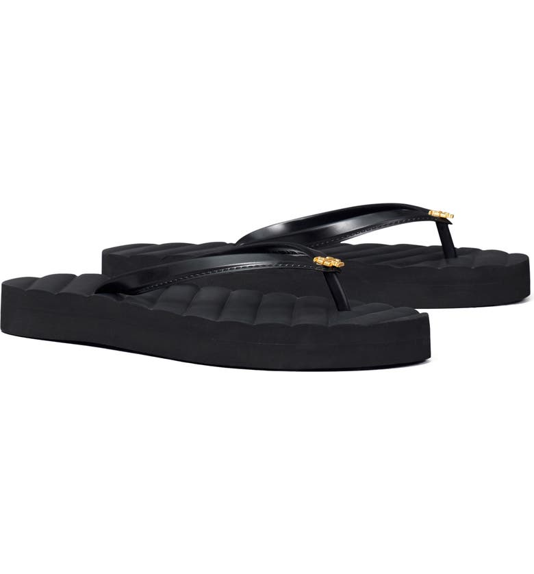 Black Tory Burch Kira Flip Flops