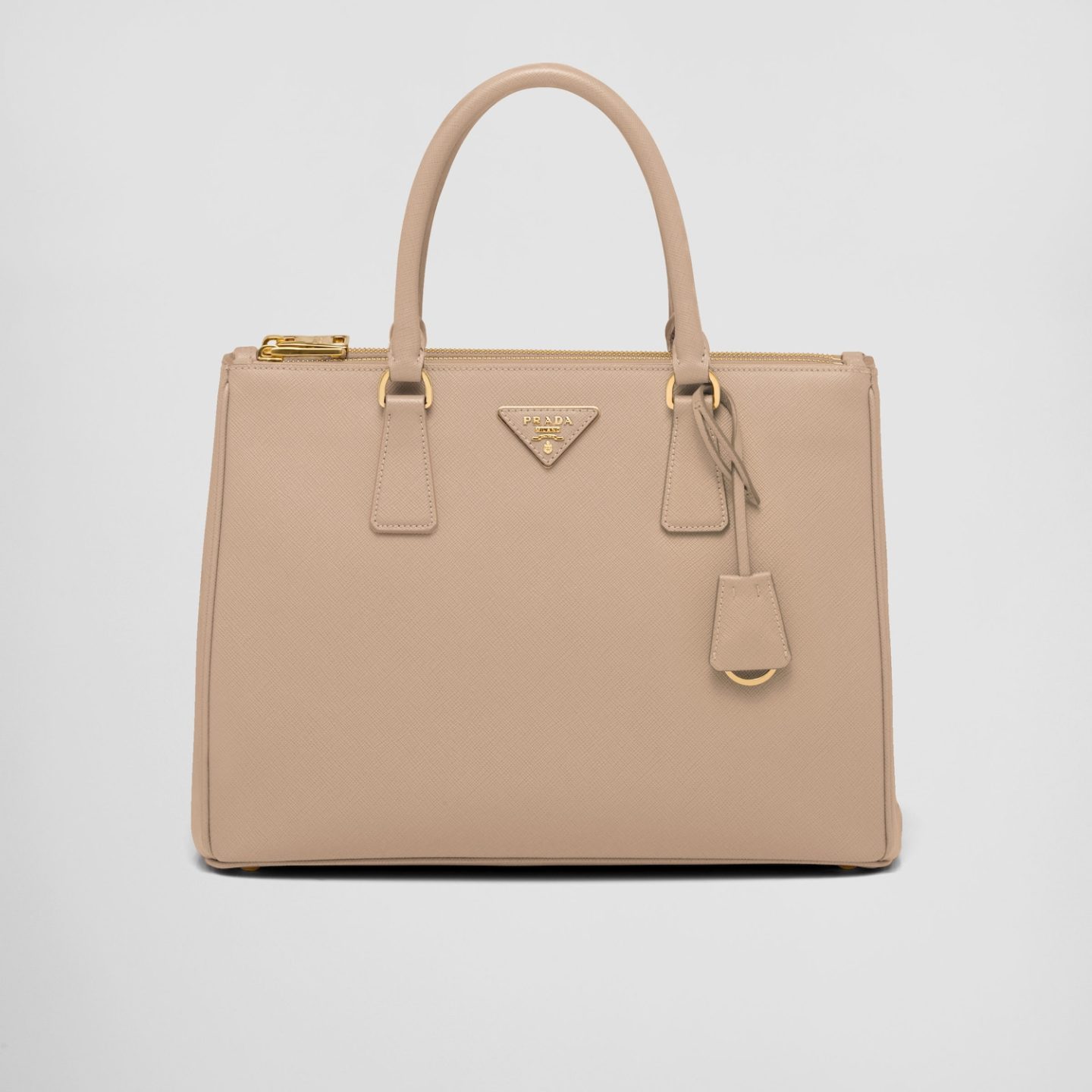 Beige Prada Galleria Large Saffiano Double-Zip Tote Bag 