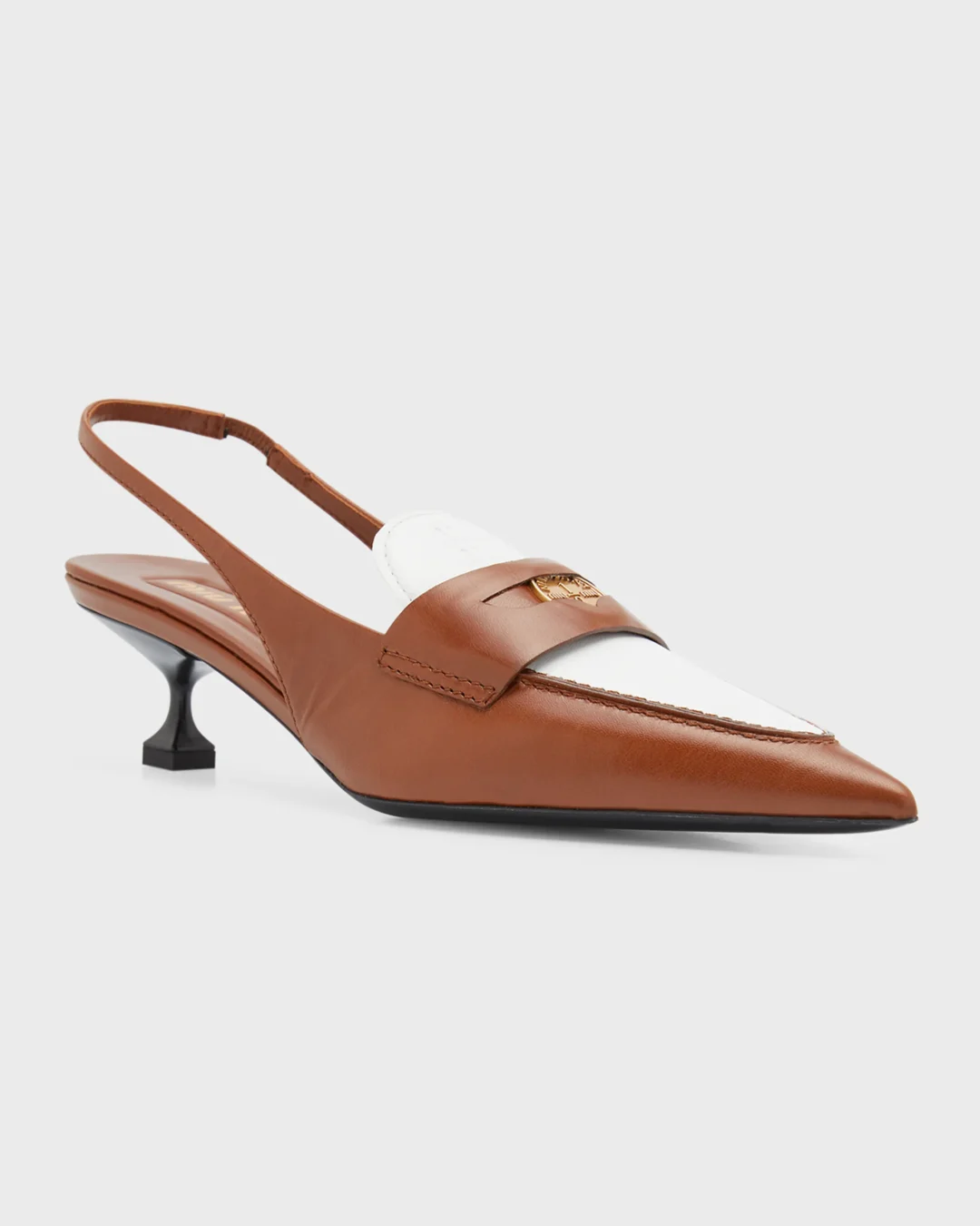 Miu Miu Leather Coin Penny Loafer Slingback Pumps