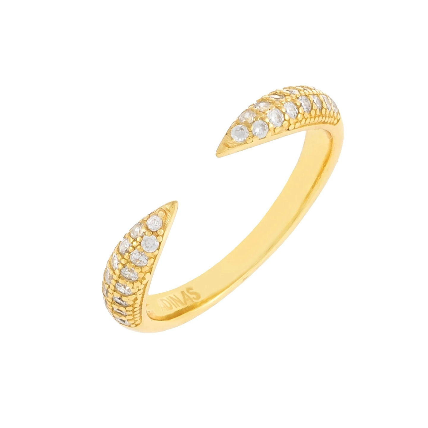 Gold Adinas Jewels Pavé Open Claw Ring 