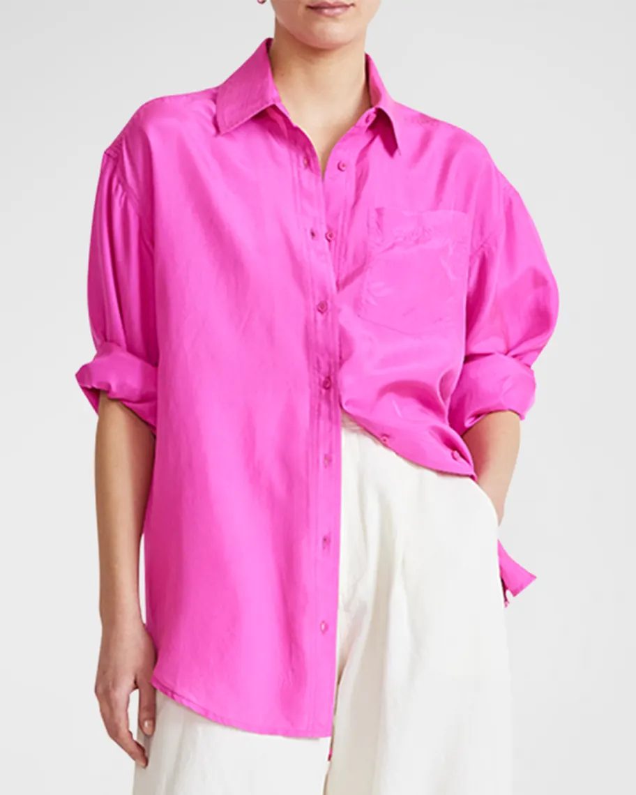 Pink Apart Apiece Oversized Button-Front Shirt 