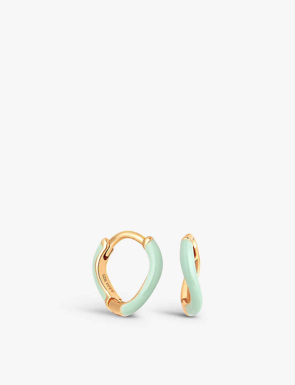 Gold and blue Astrid & Miyu Wave 18ct yellow-gold plated recycled sterling-silver and enamel earrings