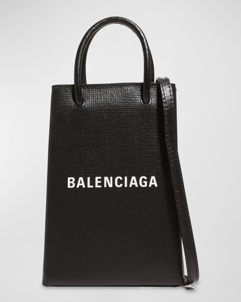 Black and white Balenciaga Shopp Phone/Crossbody Bag 