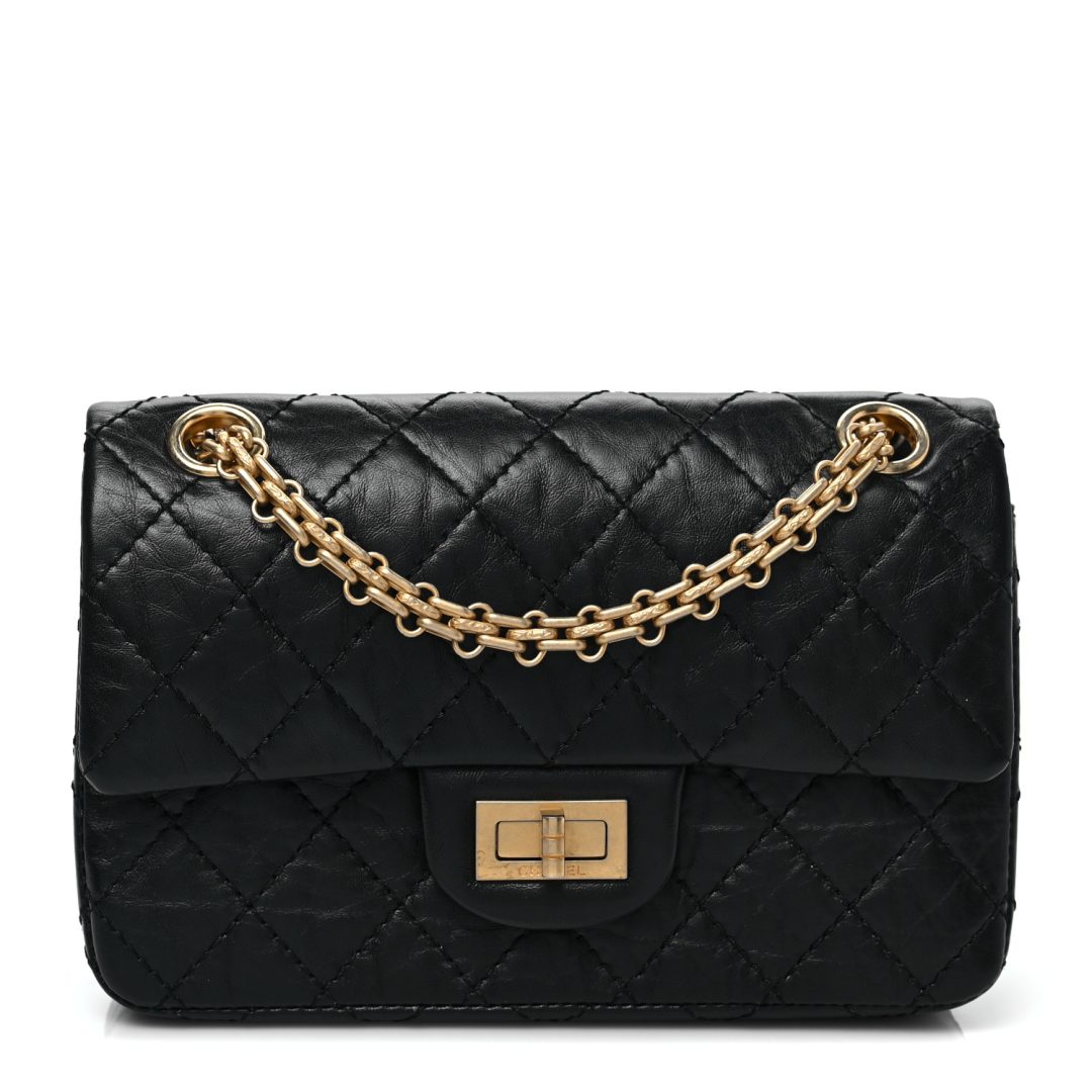 Black Chanel Aged Calfskin Quilted 2.55 Reissue Mini Flap Bag