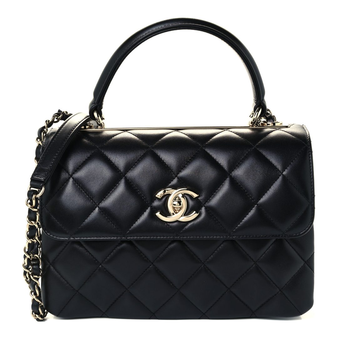 Black Chanel Lambskin Quilted Small Trendy CC Dual Handle Flap Bag 