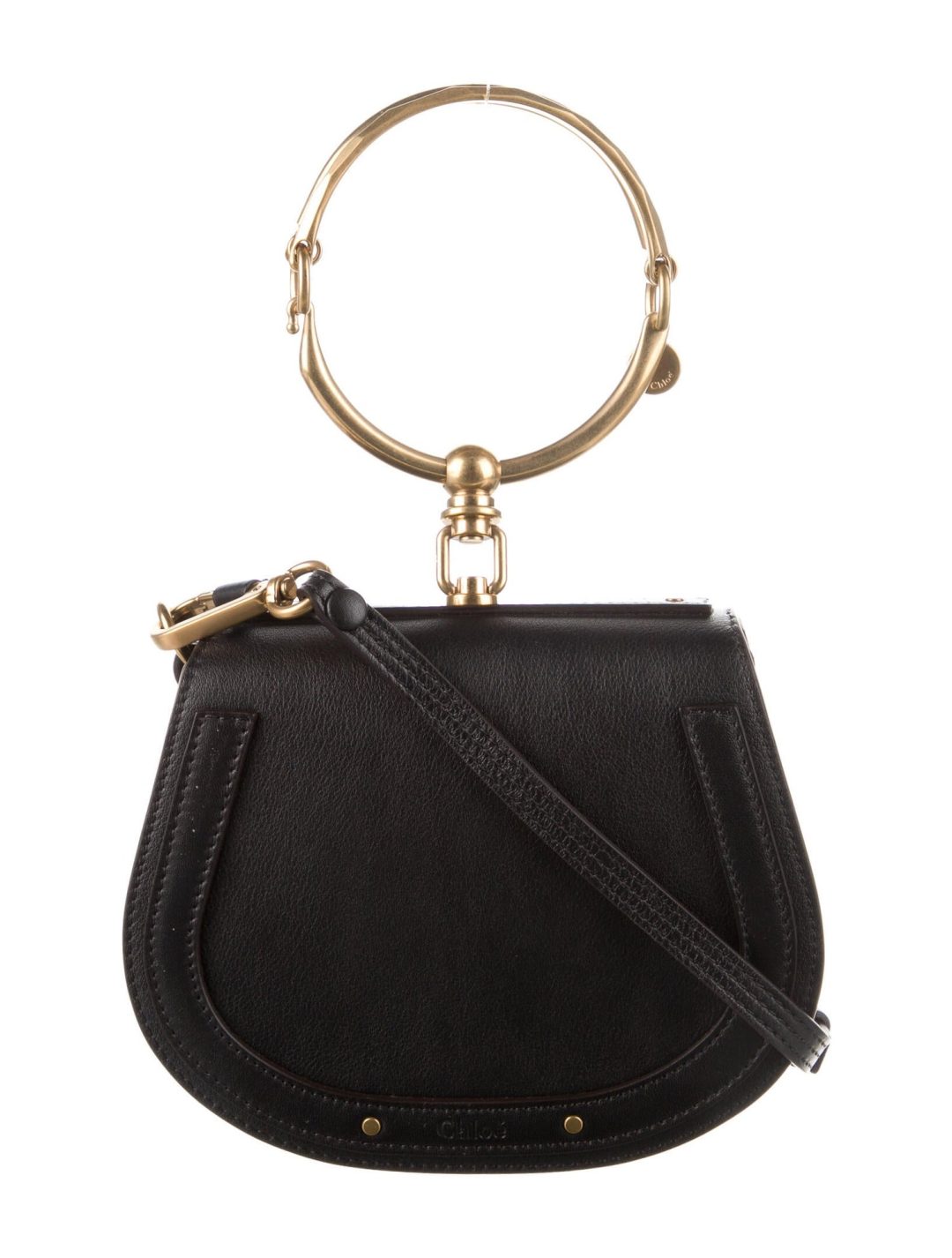 Black Chloe Suede Trimmed Nile Bracelet Bag