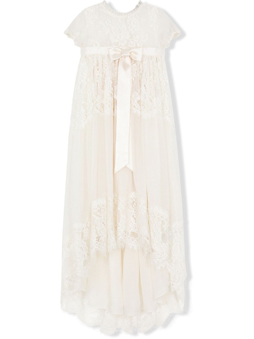 White Dolce and Gabbana Kids Bow Detail Lace Dress 