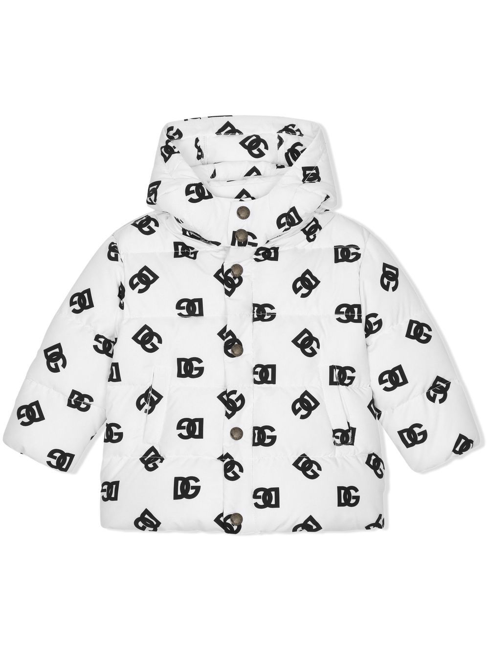 Black and white Dolce and Gabbana Kids padded logo-print coat 