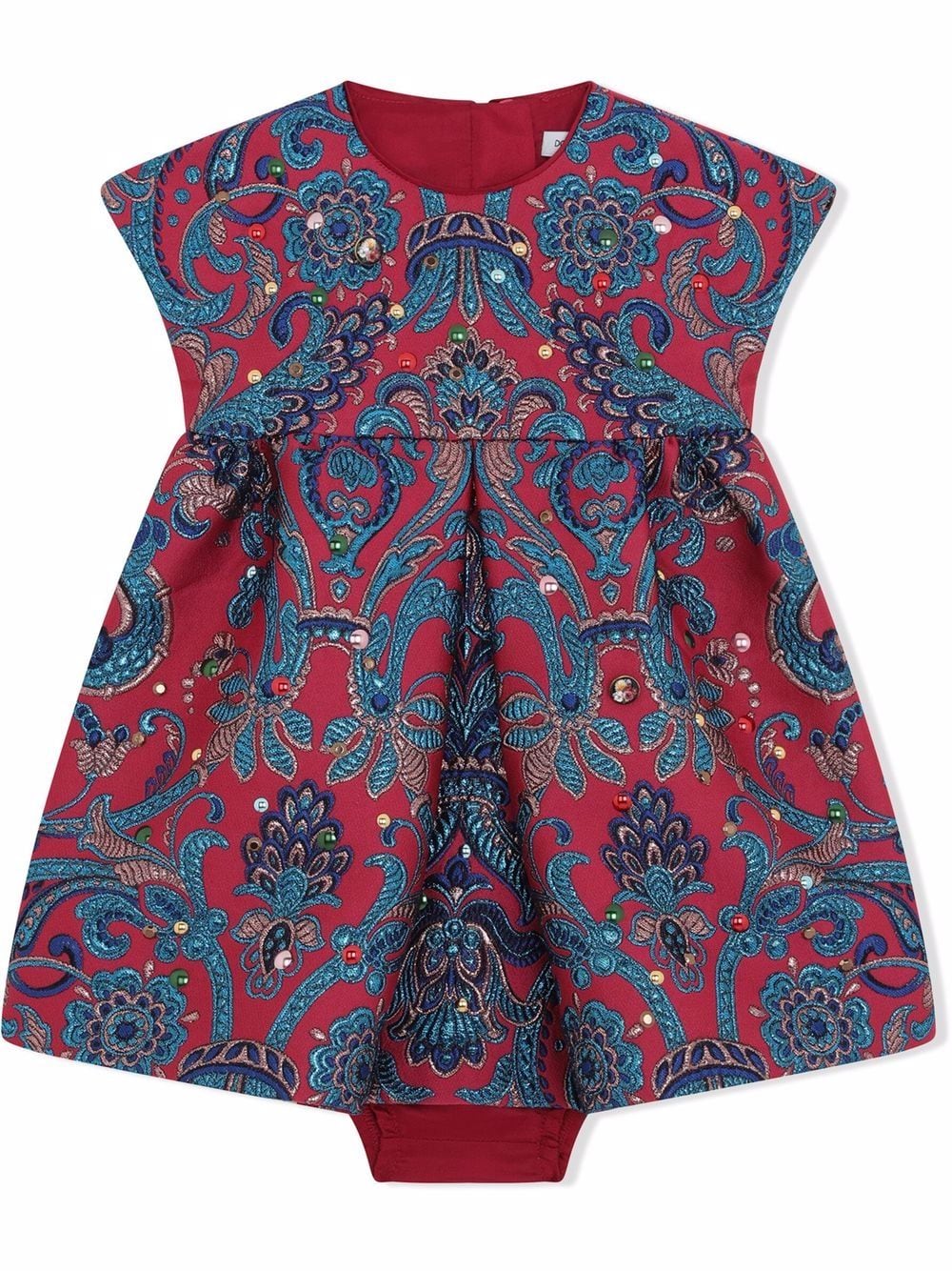 Red and blue Dolce and Gabbana Kids Sleeveless Paisley Print Dress 