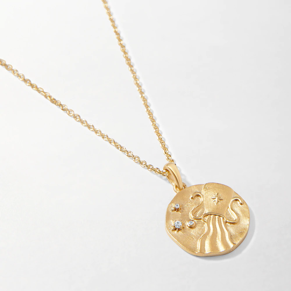 Gold Edge of Ember Zodiac Diamond Necklace 