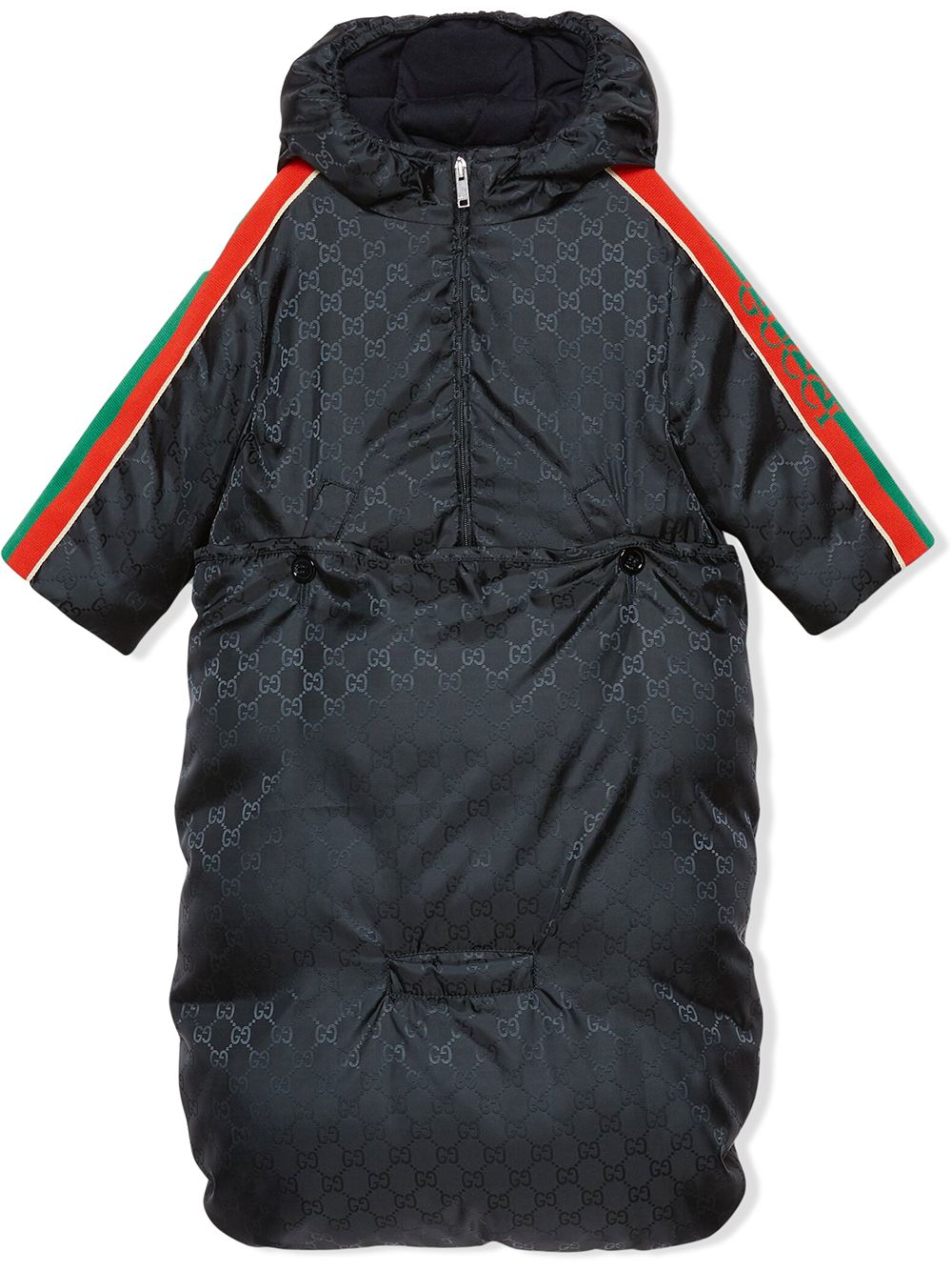 Navy, red, and green Gucci Kids Supreme-print padded jacket 