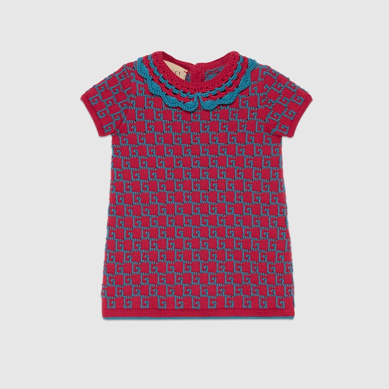 Red and blue Gucci Baby Square G cotton dress 