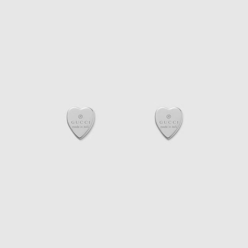 Silver Gucci Heart earrings with Gucci trademark 