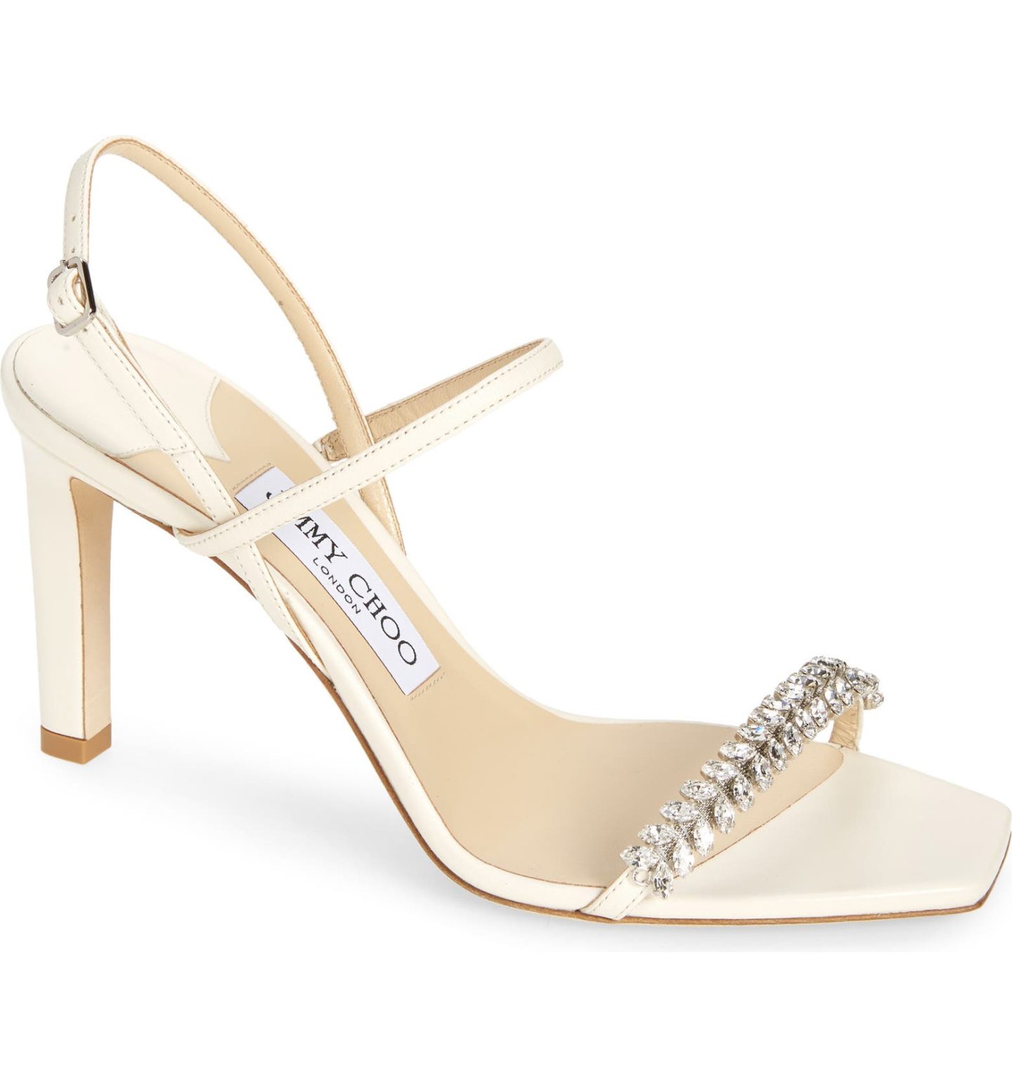 Ivory Jimmy Choo Meira Crystal Slingback Sandal 