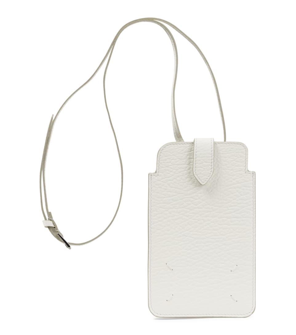 White Maison Margiela Four-Stitch leather phone pouch 