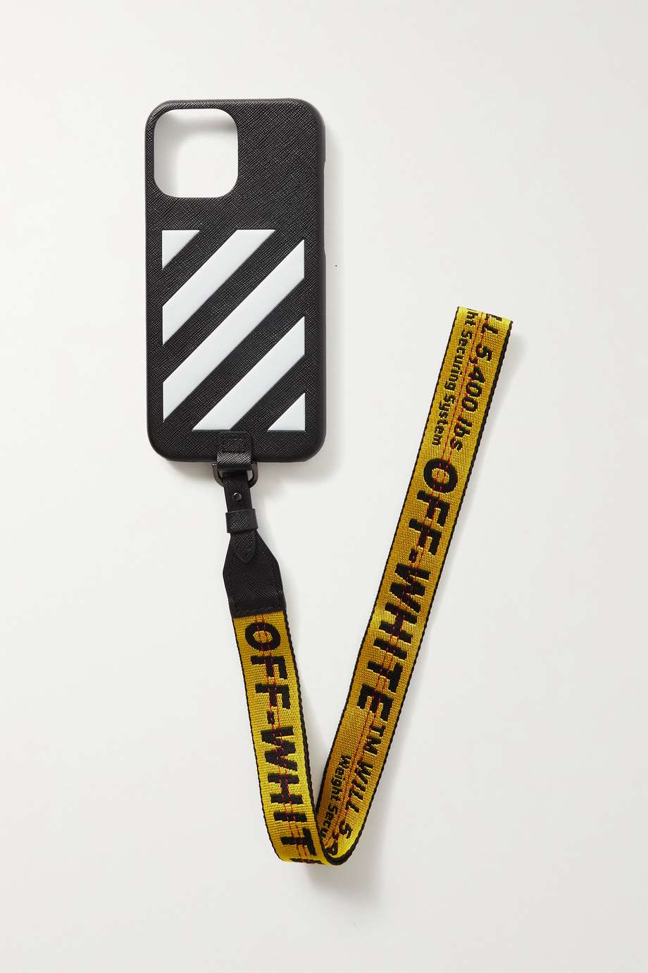 Black, white, and yellow Off white Blinder printed PVC iPhone 13 Max case 