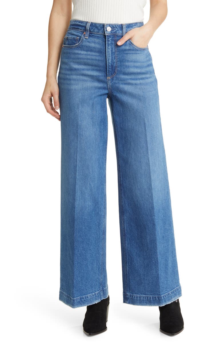 Blue Paige Harper High Waist Wide Leg Jeans 