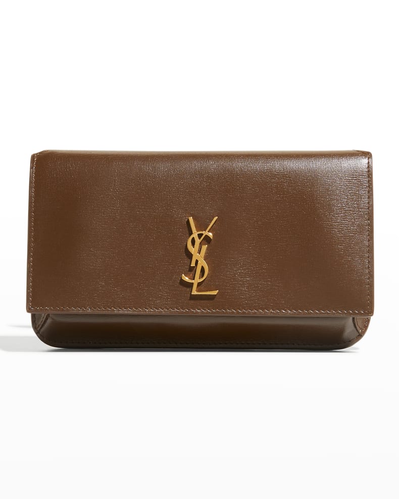 Brown Saint Laurent YSL Monogram Phone Holder Shoulder Bag 