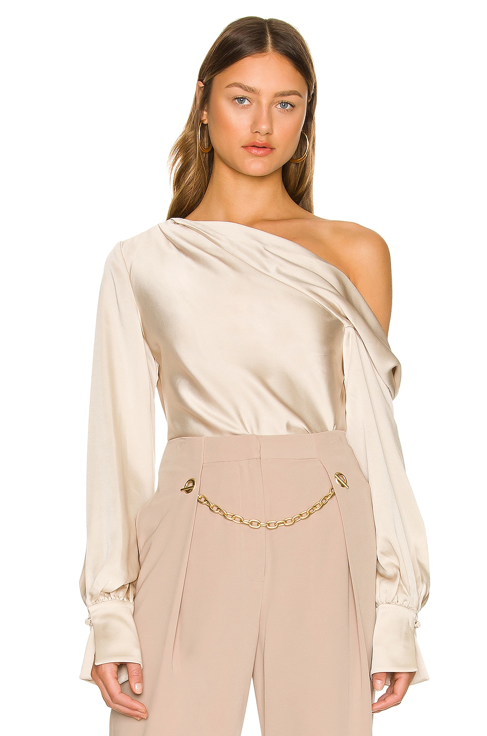 Champagne Simkhai Alice One Shoulder Top 