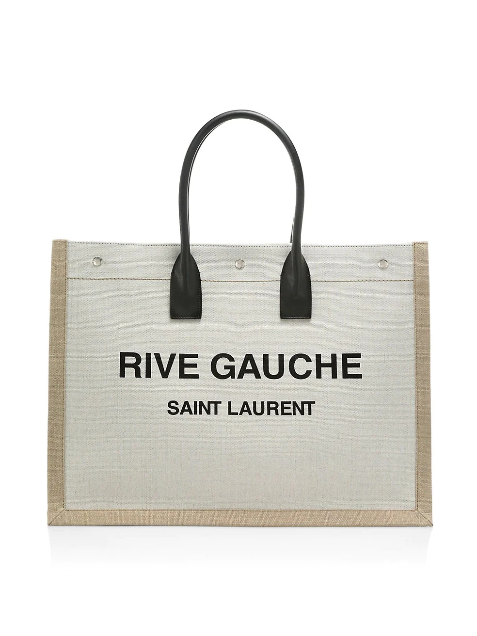 Off white YSL Rive Gauche Linen & Leather Tote 