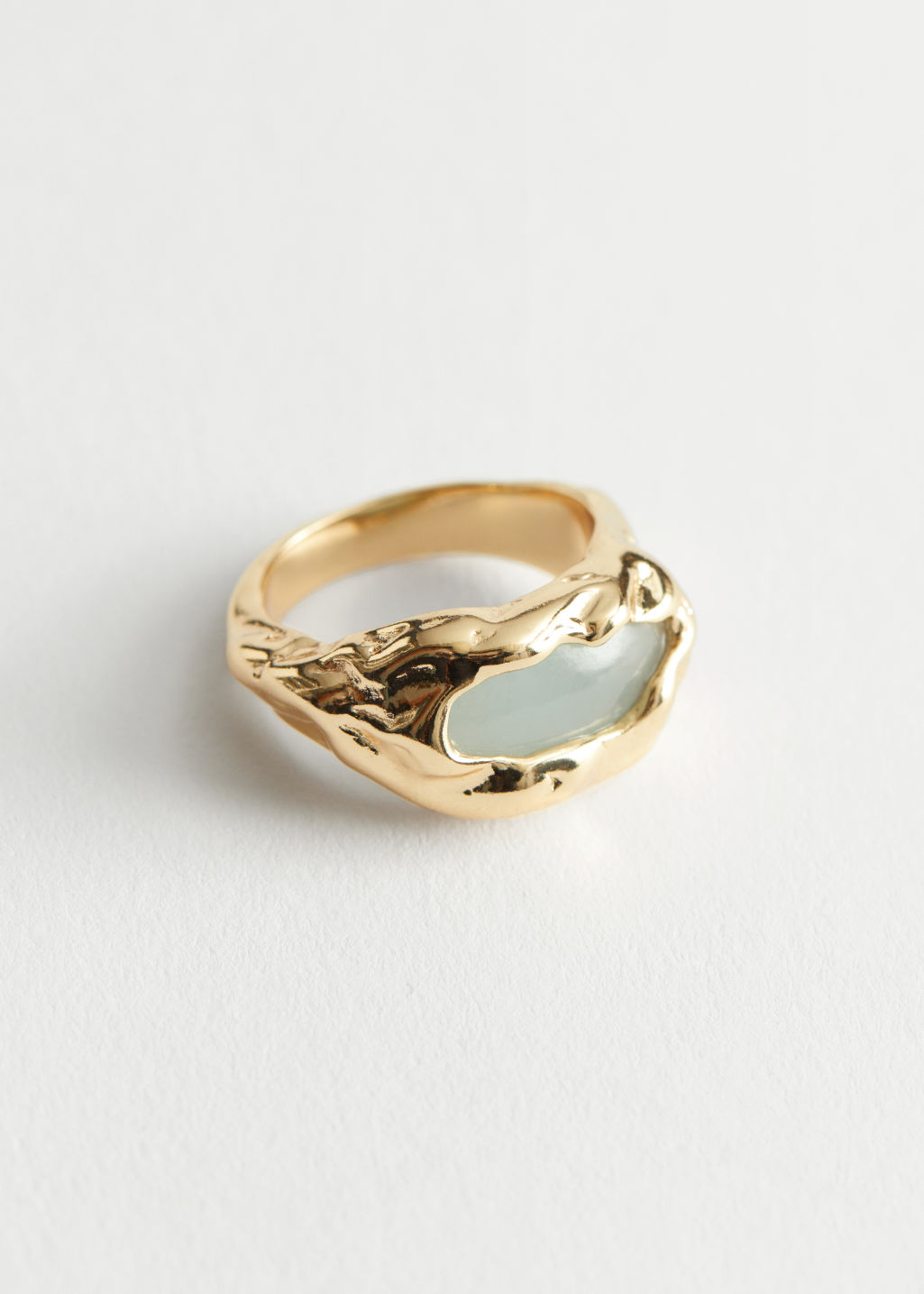 Gold & Other Stories Textured Gemstone Ring 