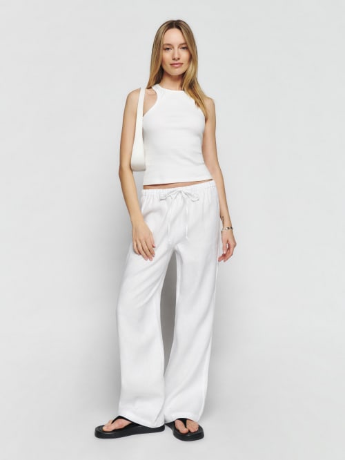 White Reformation Olina Linen Pant 