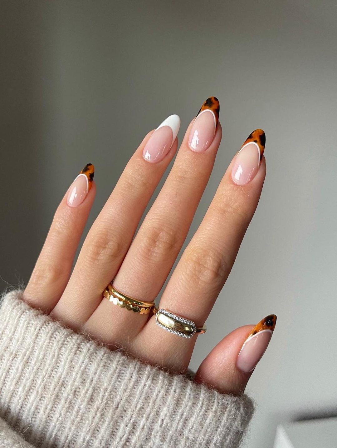 Tortoiseshell French tip nails
