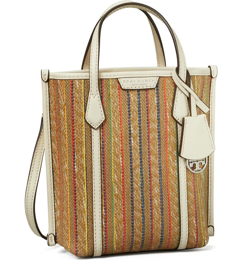 Tory Burch Mini Perry Stripe Raffia Tote