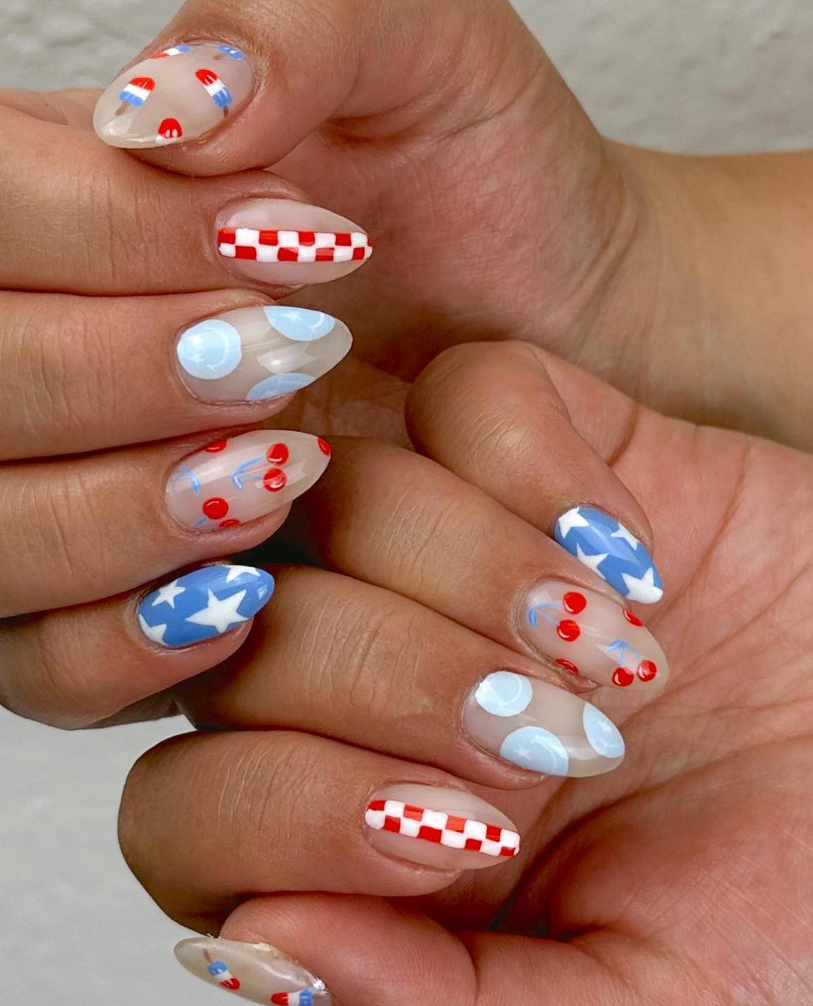 Mix and match 4th of July nails.