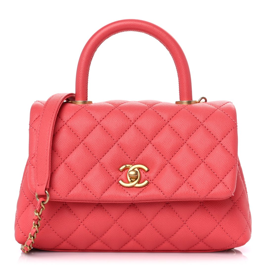 Pink Chanel Caviar Quilted Mini Coco Handle Flap Bag